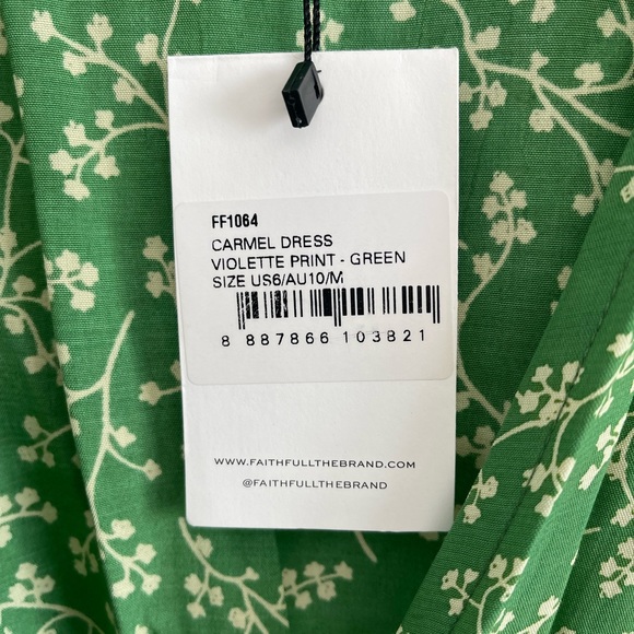 Faithfull the Brand Carmel Dress Violette Print Green Mini Wrap Dress - Picture 4 of 5